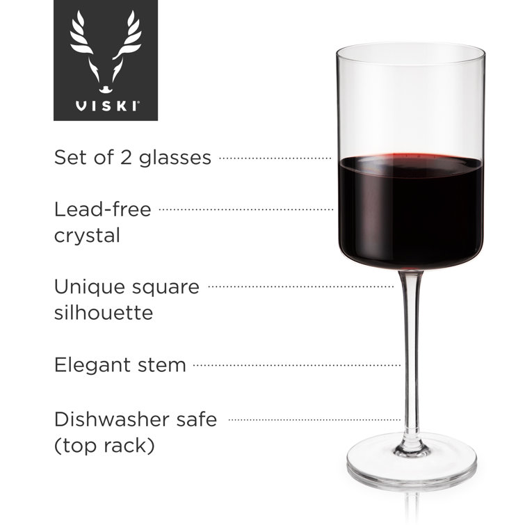 Viski Laurel Red Wine Glasses Lead-Free Crystal Stemmed Tumblers