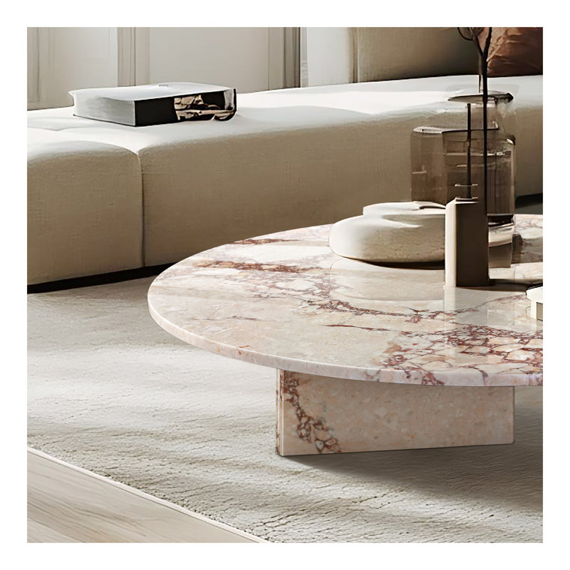 Table basse en marbre, table de salon, pierre naturelle, marbre véritable, marbre véritable, Rose