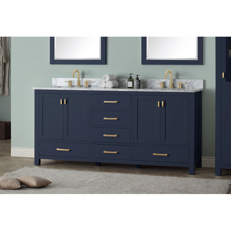 Modero 72'' W Double Bathroom Vanity Base, White