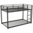 Twin Over Twin Metal Bunk Bed, Low Bunk Bed With Ladder, Black