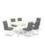 Ensemble de table de salle à manger 7 pièces moderne comprenant une table en bois et 6 chaises rembourrées en tissu de polyester gris platine avec dossier élégant - finition lin blanc-1482626712-1514411772-1514411773