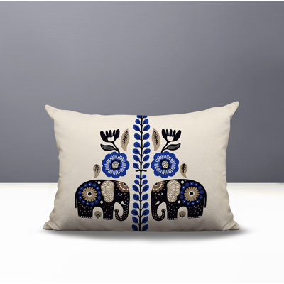 Jadi Elephant Reversible Indoor/Outdoor Lumbar Pillow