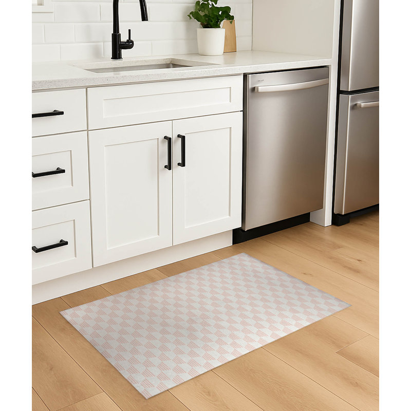 Tapis de cuisine anti-dérapant léger Hexaline, Rectangle 4pi x 6 pi, Rose