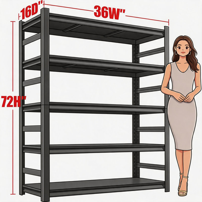 Étagère de rangement de bureau Étagère en acier robuste à 4 niveaux avec l 36 po x P 16 po x H 72 po. Étagères réglables sans boulons avec ancrages muraux.