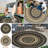 Round Patio Rug 6Ft Reversible Outdoor Rugs Waterproof Plastic Straw Rug Lightweight Portable Camping Mat for RV Deck Backyard Black and Coffee-1243799690-1243799685