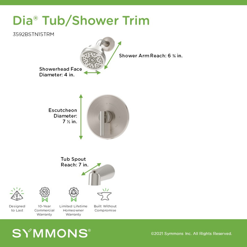 Dia HydroMersion Multi Spray Single Handle Tub & Shower Faucet, Satin Nickel