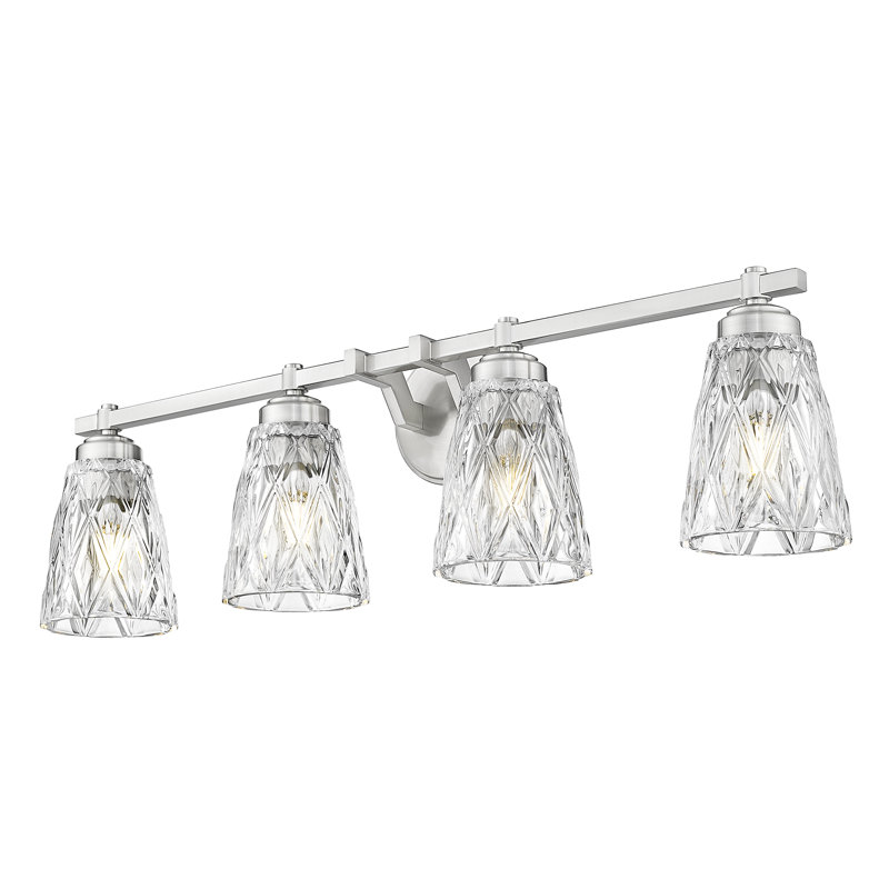 Meuble-lavabo 4 lumières Andree, H 9 po x l 32 po x P 6,25 po, Nickel brossé, Quatre lumières