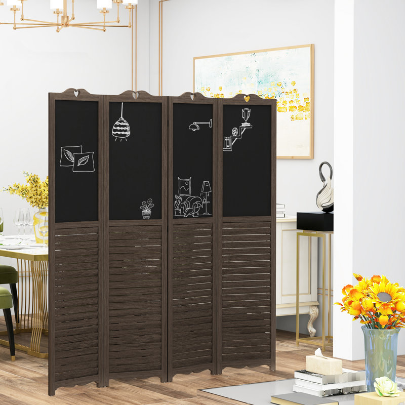 Paravent pliable de 1,2 m de haut (4 pi 5,5 pi), brun noyer, avec tableau noir pour usage de bureau, cloison haute.
