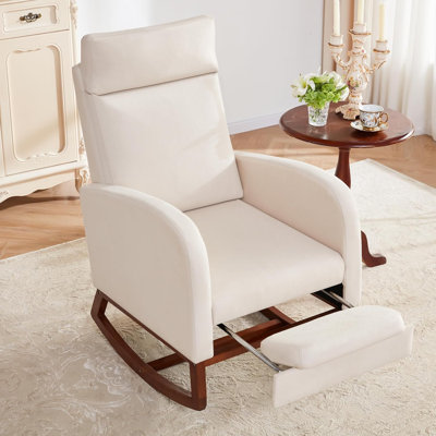 Solid Wood Rocking Chair with Footrest