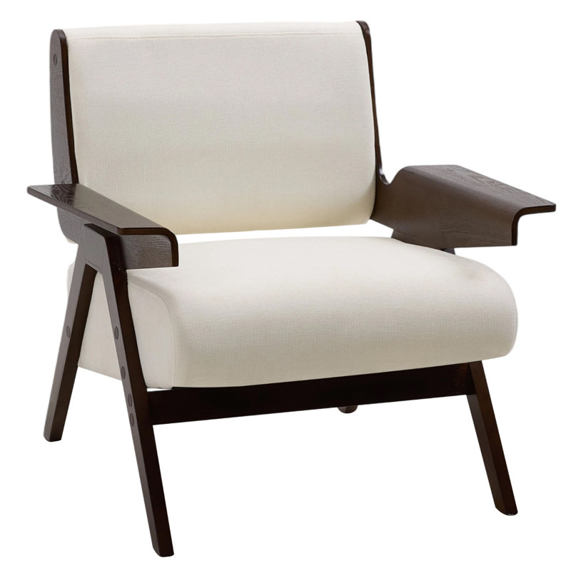 Upholstered Accent Chair, Beige Chenille