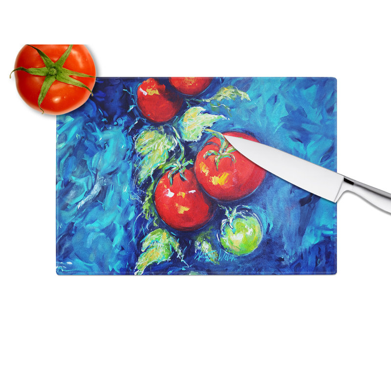 Planche à découper en verre créole tomates