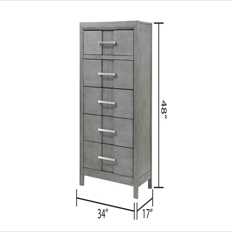 Commode 5 tiroirs Kenzo, Gris