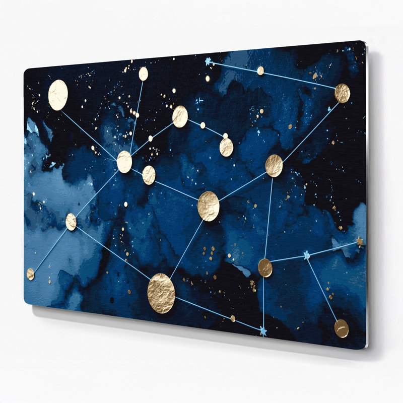 Art mural en métal Sci Fi Minimal constellation, H 132 po x l 168 po x P 0,05 po