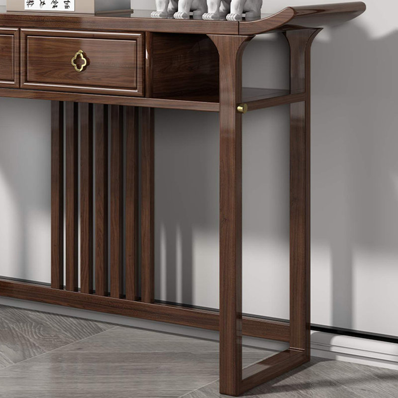 Console en bois massif de style chinois, H 35,4 po x l 55 po x P 15,7 po