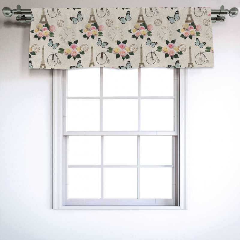 Sateen Floral Ruffled Window Valance
