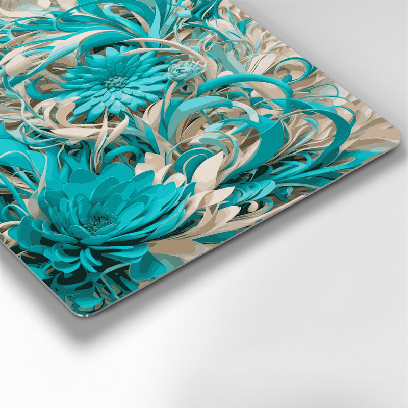 "Abstract Florals 100", art mural en métal bleu, H 11 po x l 14 po