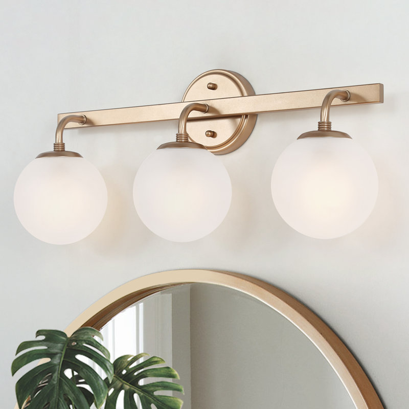 Luminaire de salle de bain à intensité variable à 3 lumières avec abat-jour en verre givré Jacquelyn