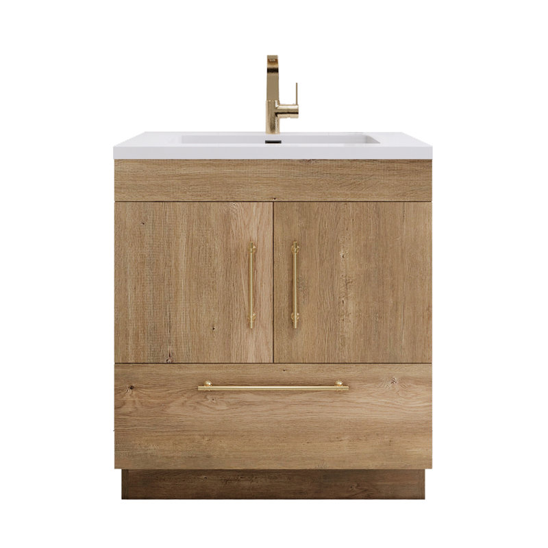 Spring Single Bathroom Vanity, Teak Oak, 30"