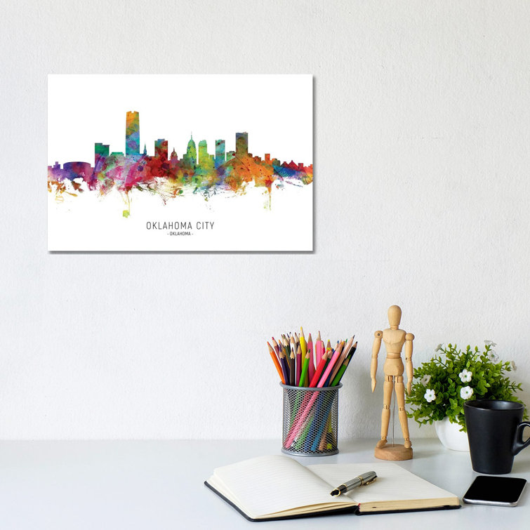 Oklahoma City Skyline by Michael Tompsett - Wrapped Canvas Painting