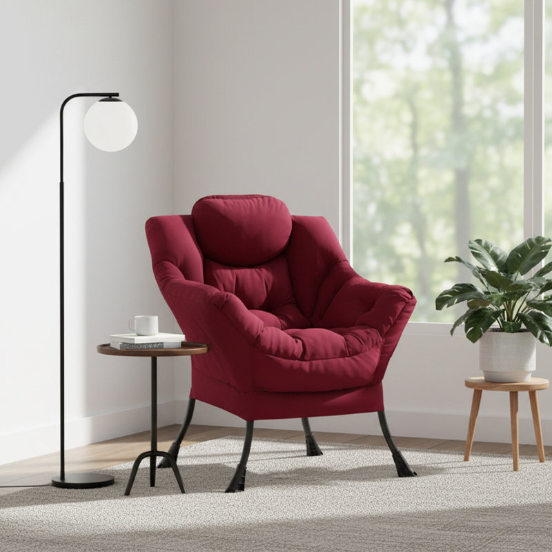 Fauteuil paresseux et rembourré Abramson, Bourgogne - coton simple, Non