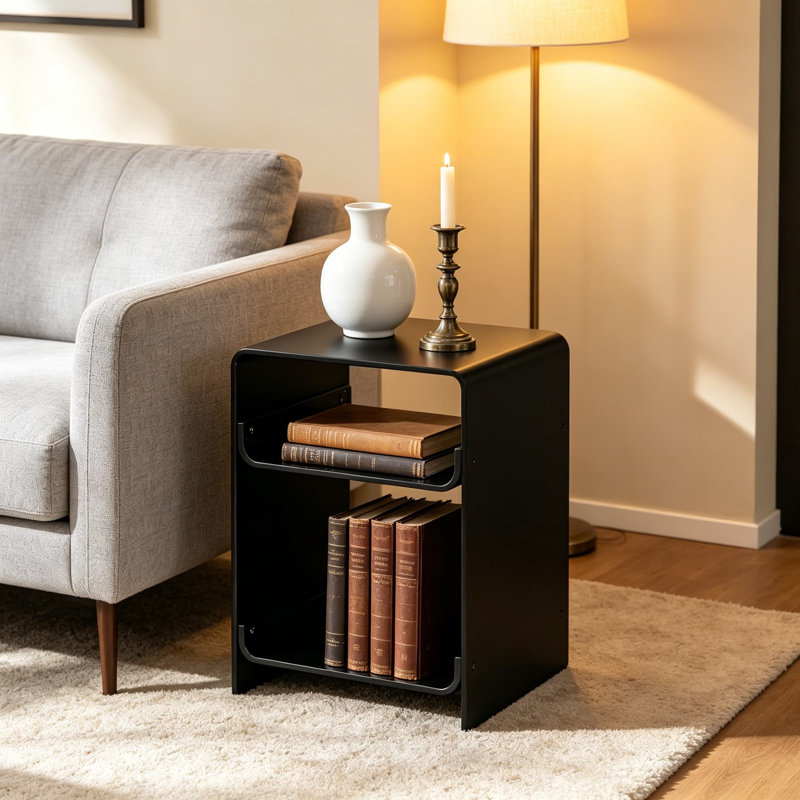 Table tourne-disque en acrylique transparent avec tablette de rangement, table d'appoint moderne et support en vinyle pour le salon, la chambre à coucher ou les petits espaces