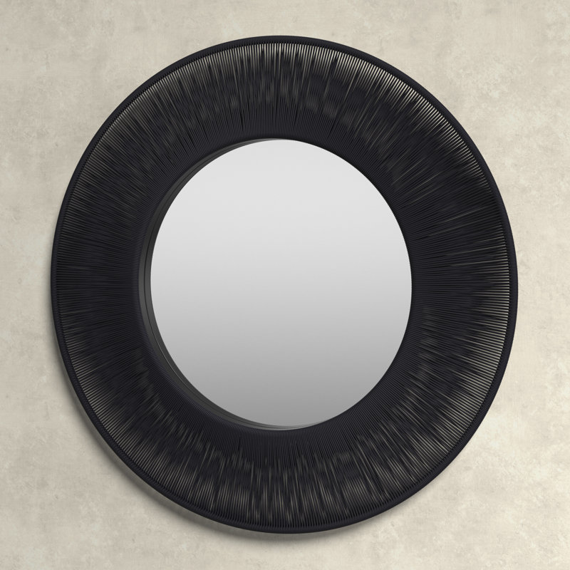 Carlen Rope Round Wall Mirror, 51.25" x 51.25", Black