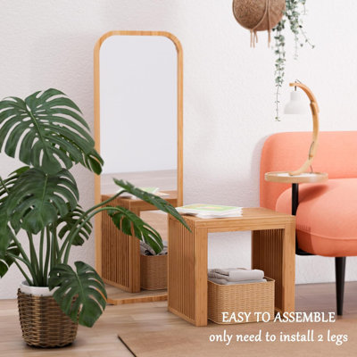 Bamboo Dining Bench Indoor Small Bench Entryway Shoe Rack Bench,Outdoor Modern Wood Benches