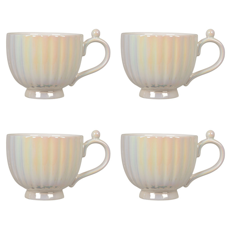 Tasses rondes en grès cannelé