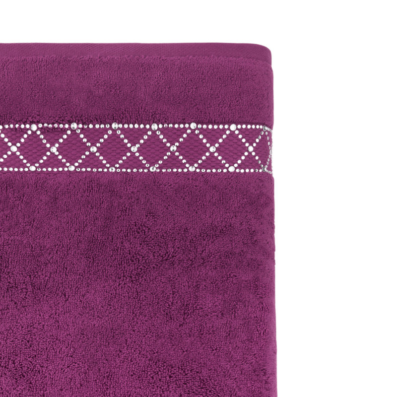 Sparkles Home Atlas Rhinestone Bath Towel | Cotton Terry | Glass Rhinestones | 54"x30" | Luxurious, Purple