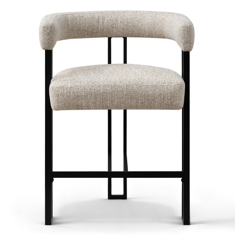 24" Upholstered Tweed Arm Counter Stool, Oatmeal