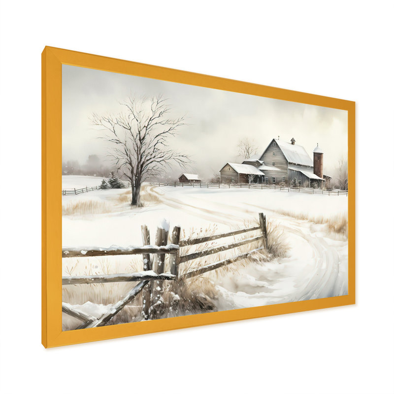 «Ohio Farm in Winter», reproduction sur toile, H 16 po x l 32 po x P 1 po, Encadrement doré