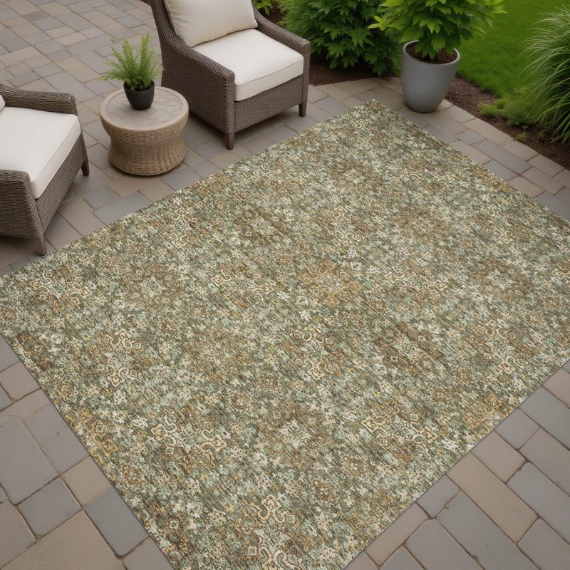 Machine Washable Indoor/Outdoor Chantille ACN2705 Global Rug, Olive, 5 pi x 7 pi 6 po