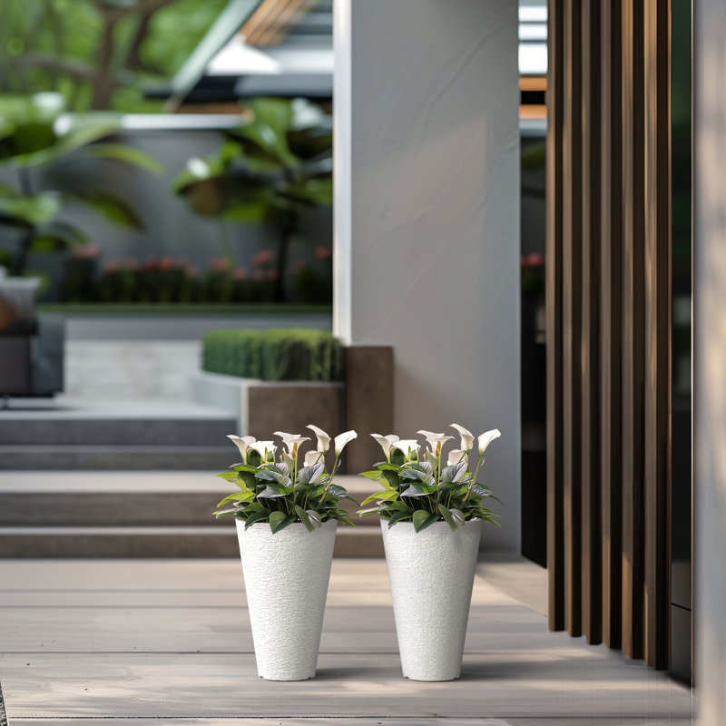 Aftina Pot Planter, 13" H x 8.6" W x 8.6" D, White