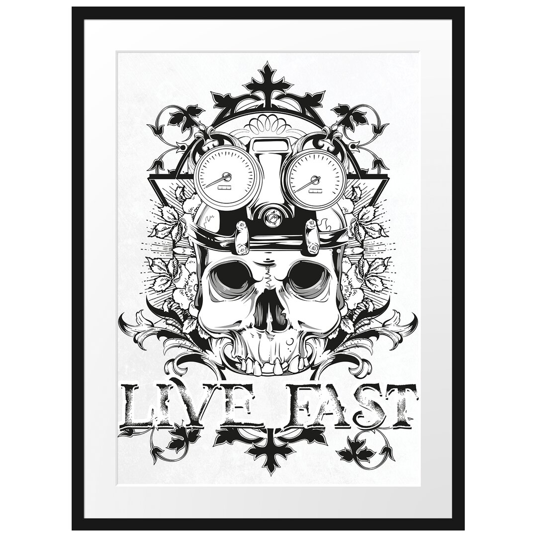 Gerahmtes Poster Live Fast White