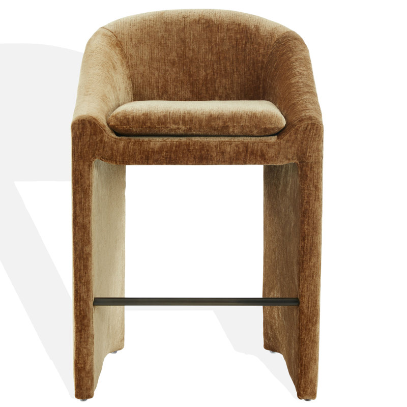 Kagan Chenille Counter Stool, Bar Stool (30.7" Seat Height), Amber