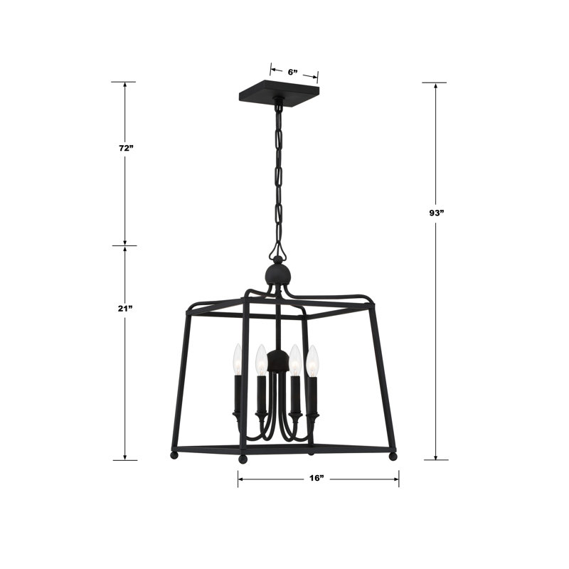 Kyrii 4 - Light Dimmable Lantern Square / Rectangle Chandelier