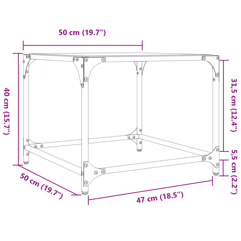 Alim Coffee Table, Transparent, 40cm H x 50cm L x 50cm W