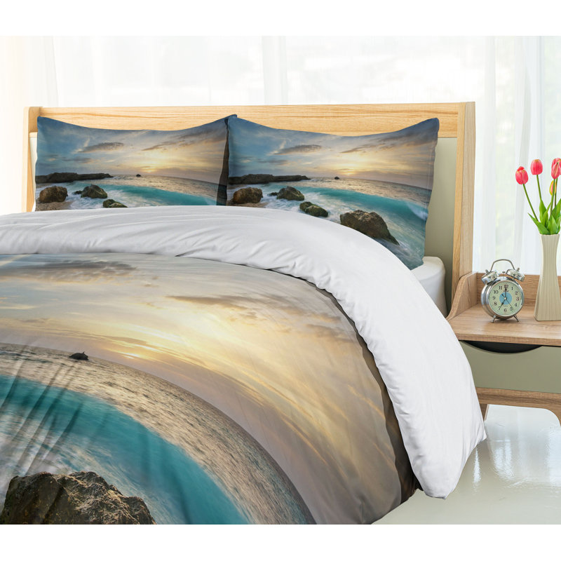Coastal Polyester Duvet Cover, Twin Duvet Cover + 1 Standard Sham