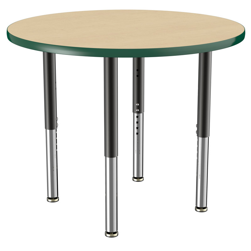 Table ronde à hauteur réglable, 36", Érable / vert / noir, Super