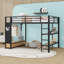 Lit mezzanine en métal avec 2 tiroirs et tablettes-591576140