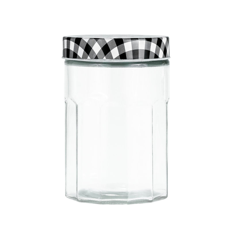 Glass Jar, 7.75" H x 4.5" W x 4.5" D, Black