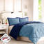 Édredon simple / simple TG avec taies décoratives 3M et microfibre bleu marine