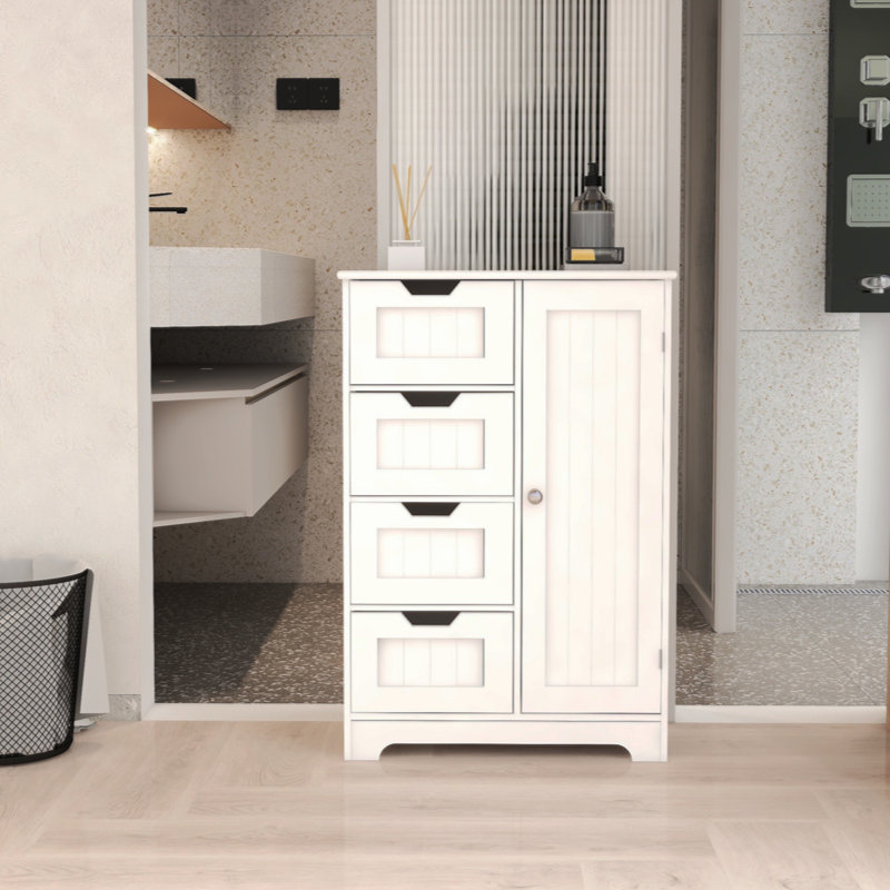 Freestanding Floor Storage Cabinet With Adjustable Shelves Entryway Cabinet Console Table