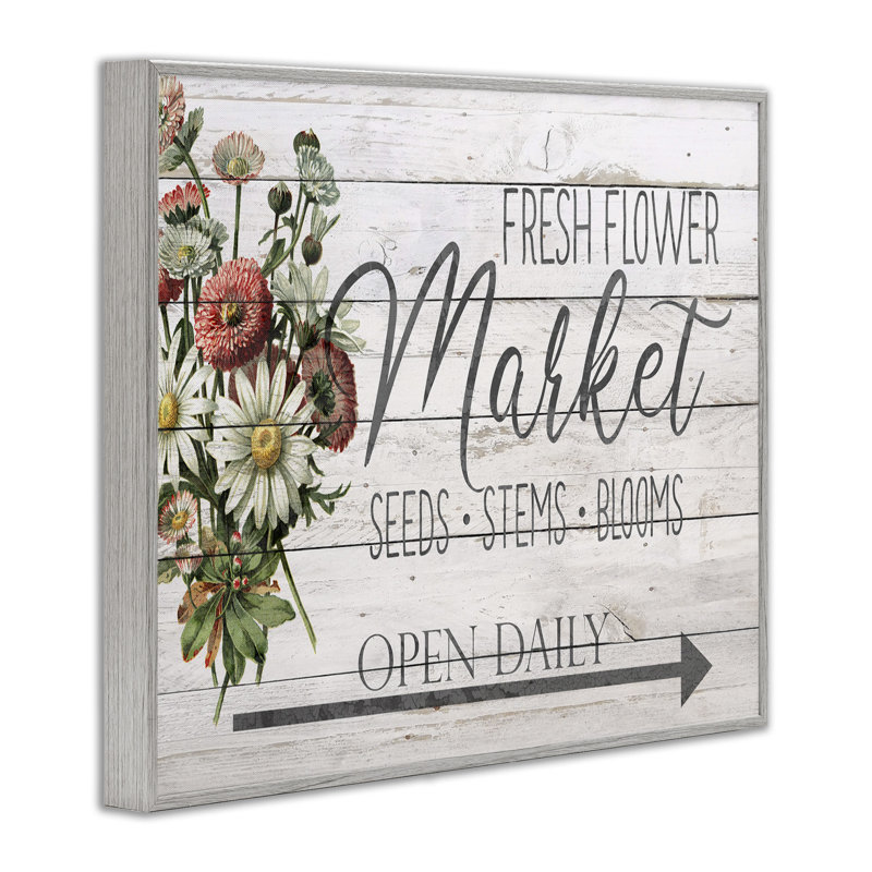 «Fresh Flower Market» par Ann Bailey - reproduction d'art textuel, H 16 po x l 20 po, Estampe numérique Farmhouse