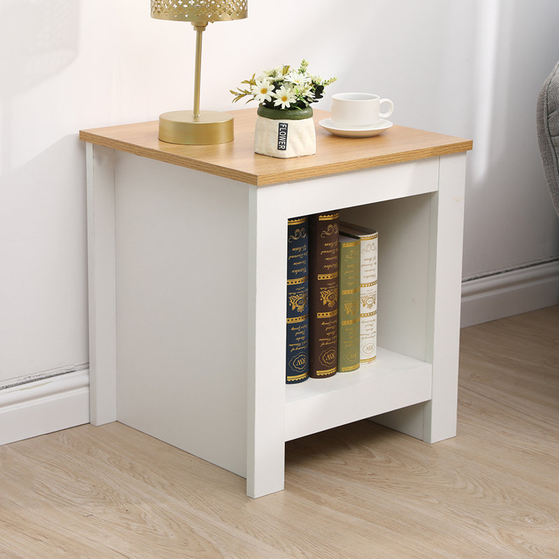 Spark Floor Shelf End Table, White