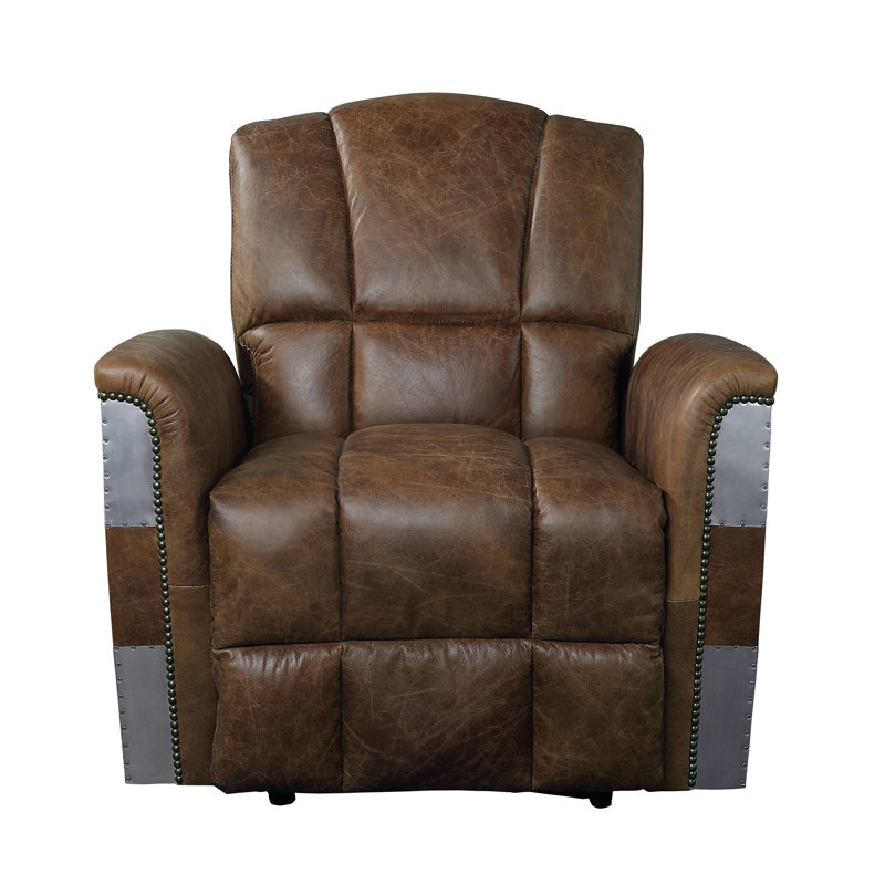 Fauteuil inclinable en cuir brun Bailee