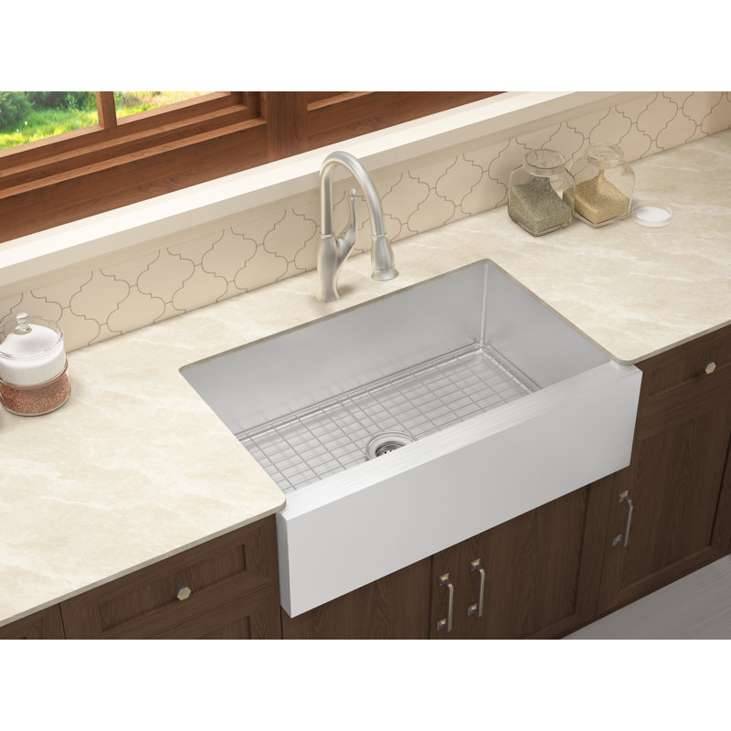 Belleville 33'' L Farmhouse / Apron Single Bowl Stainless Steel Kitchen Sink
