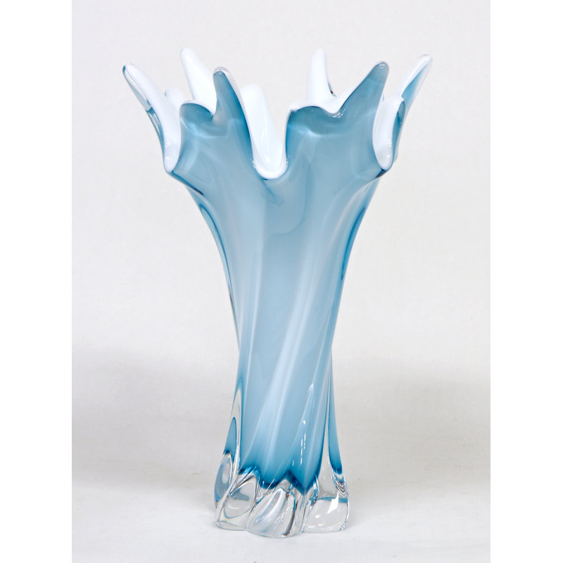 Vase de table en verre soufflé à la main Wentworth Mansion, Aigue-marine / opale