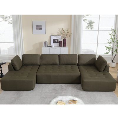 [NEW ARRIVED] [VIDEO PROVIDED]138.5 "Modular Combination Sofa, U-Shaped Sofa, Living Room, Apartment, Upholstered ,6-Seat Sofa, Free Combination Sofa