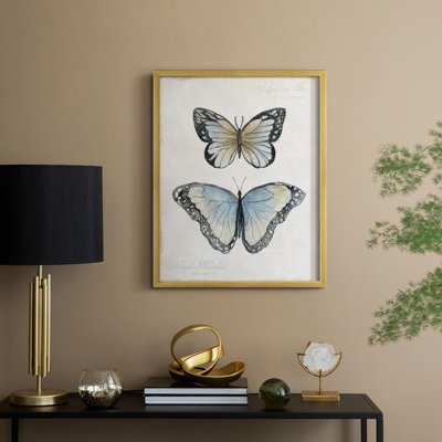 Vintage Butterflies II Framed Print - Solid Wood